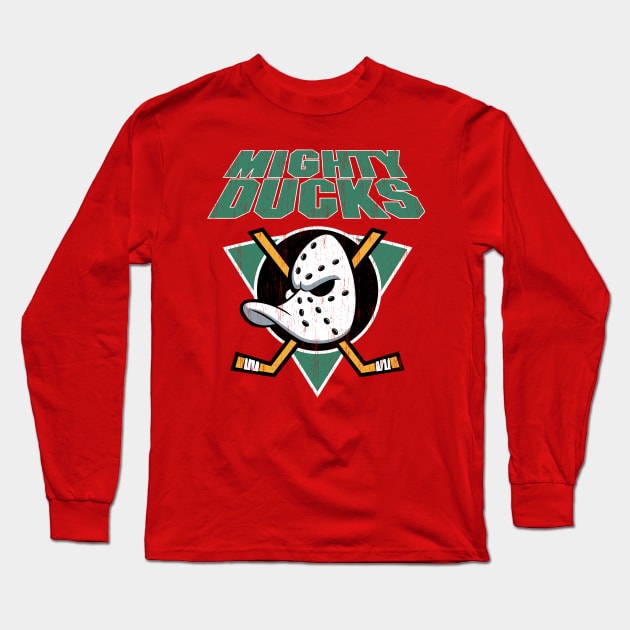 Mighty Ducks Retro Long Sleeve T-Shirt by Skulls Mushroom Arts